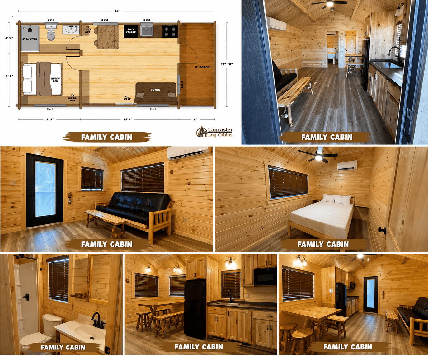 Cozy wooden cabin interior design