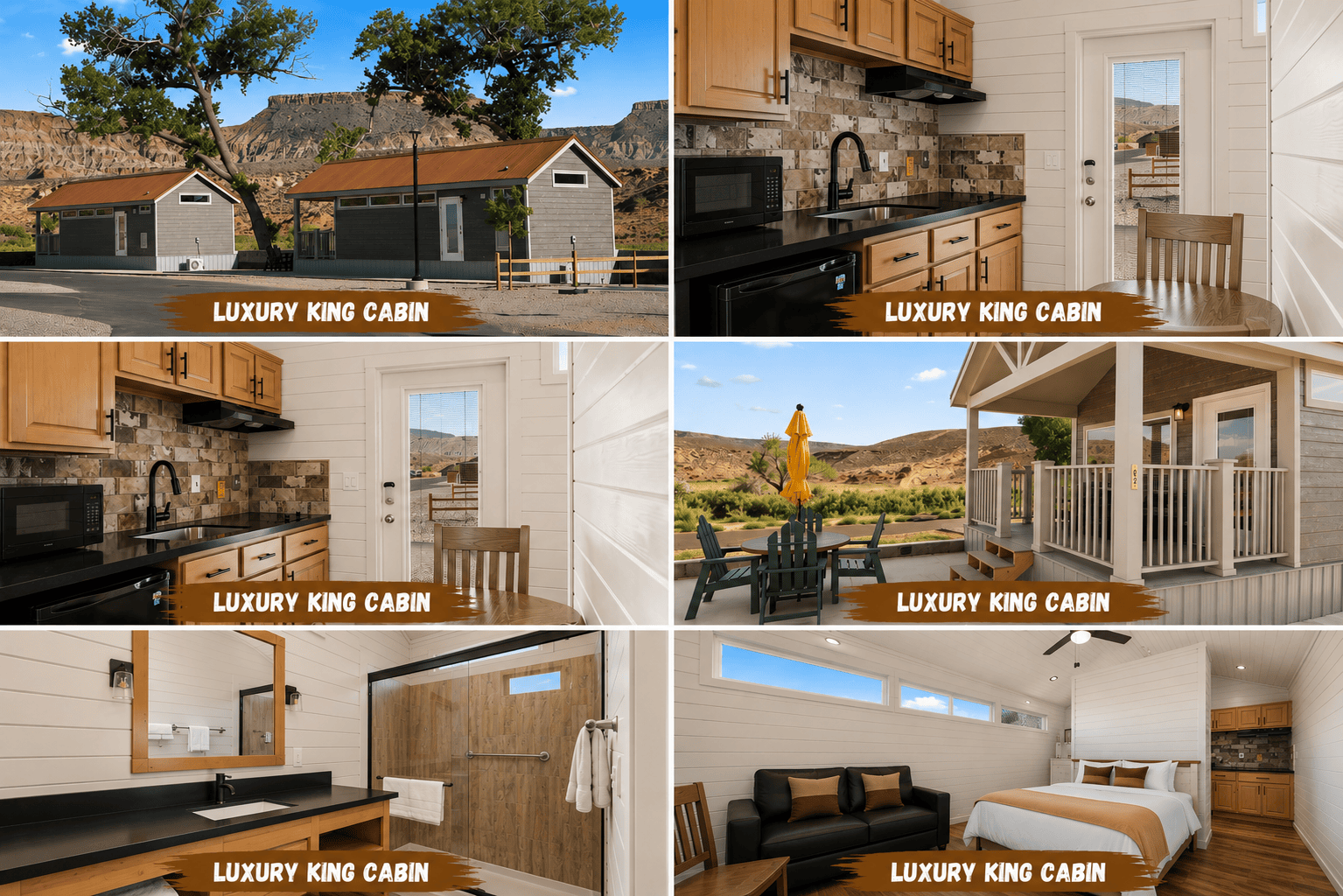 Cozy cabin kitchen and dining area